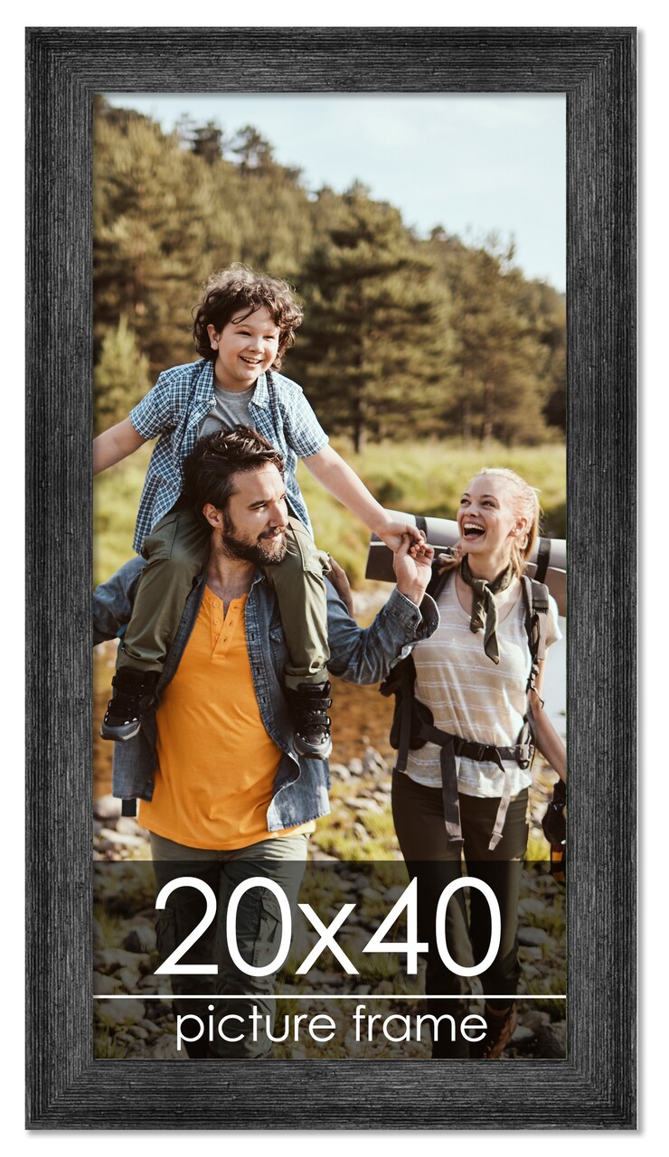 20x40 Wide Barnwood Picture Frame with UV-Resistant Acrylic & Acid Free Backing, Available in 6 Paint Finishes - Grey, Brown, White, and Black